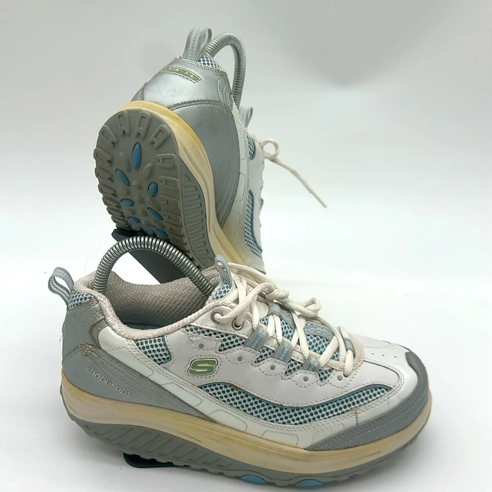 Skechers Shape Up (11803) Shoes Women’s Size 7.5 White - Blue - Silver